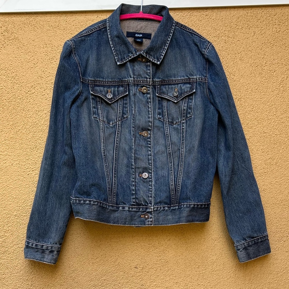 Vintage Gap Denim Jacket Size L with Golden Brown Metal Buttons